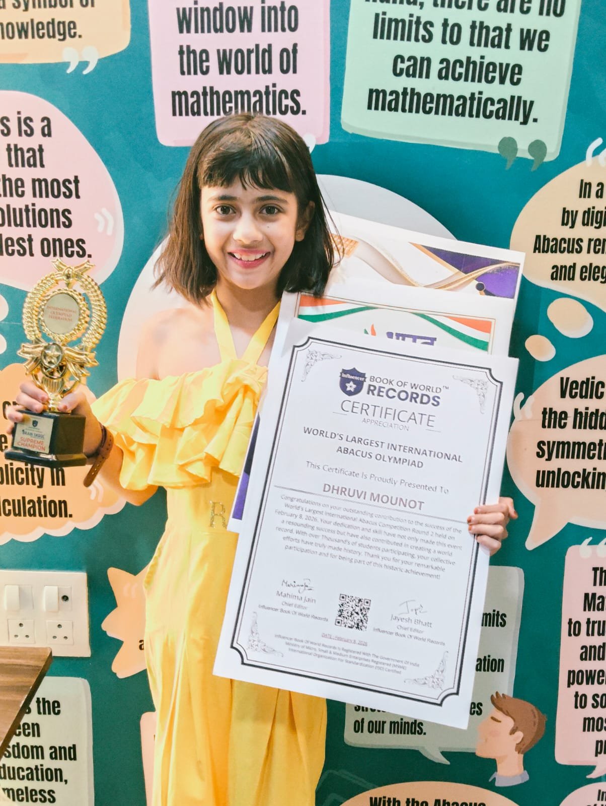 Student with certificates